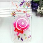 Wholesale iPhone 7 Plus Lollipop Candy Style Liquid Star Dust Case (Hot Pink)